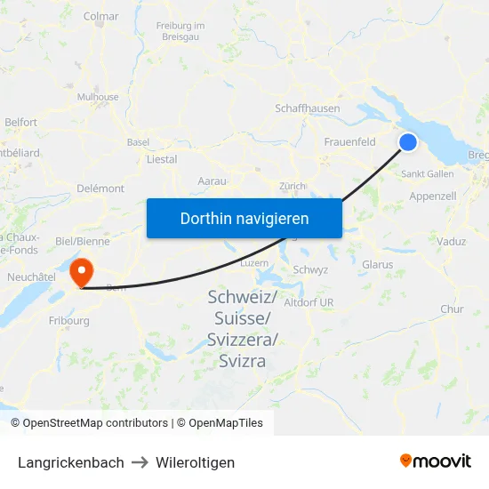 Langrickenbach to Wileroltigen map