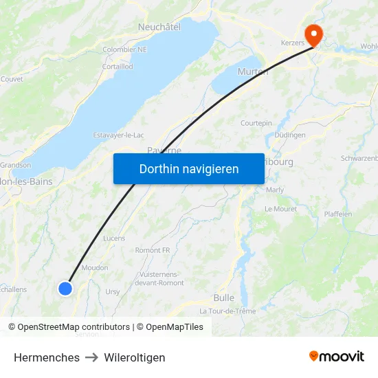 Hermenches to Wileroltigen map