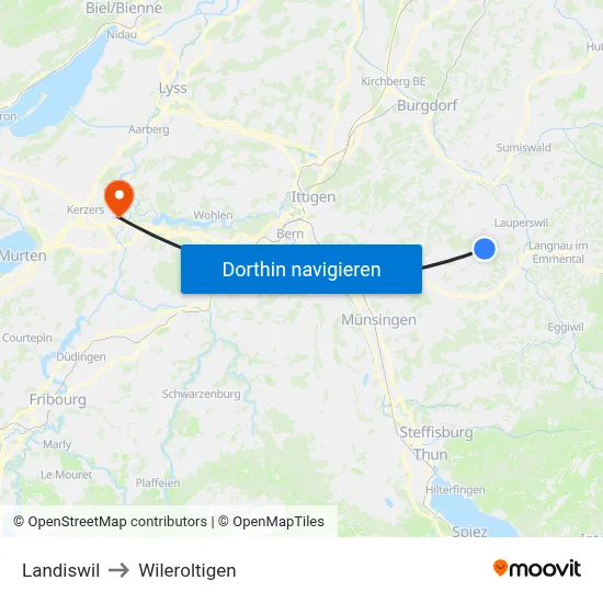 Landiswil to Wileroltigen map