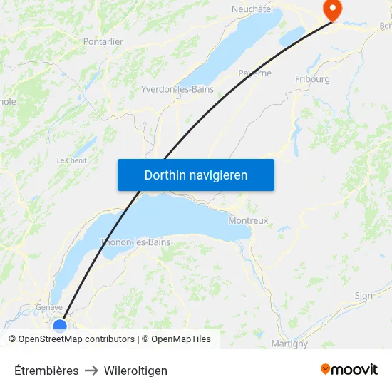 Étrembières to Wileroltigen map