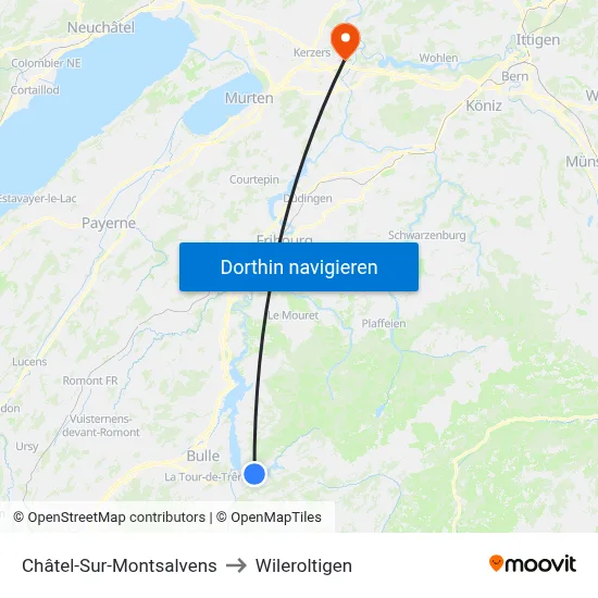 Châtel-Sur-Montsalvens to Wileroltigen map