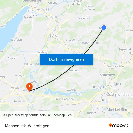 Messen to Wileroltigen map