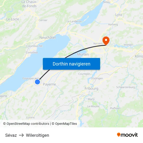 Sévaz to Wileroltigen map
