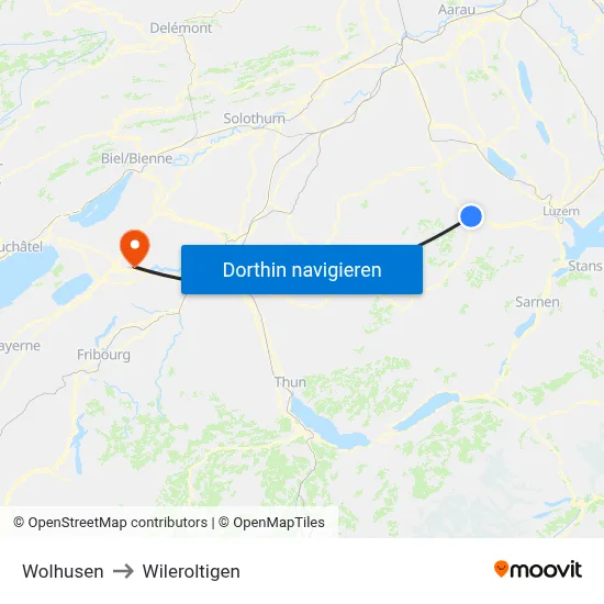 Wolhusen to Wileroltigen map