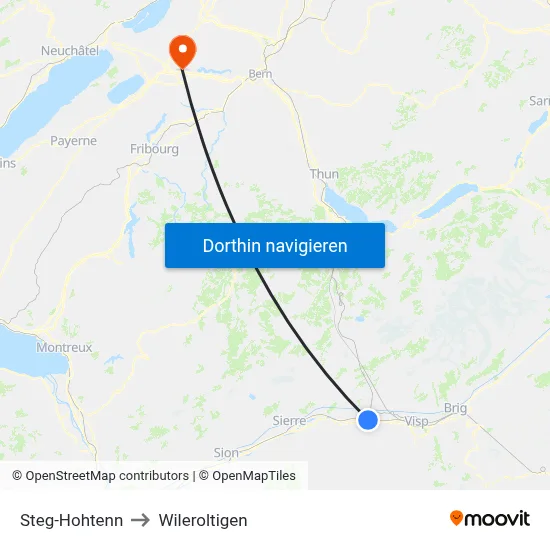 Steg-Hohtenn to Wileroltigen map