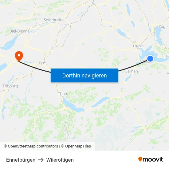 Ennetbürgen to Wileroltigen map