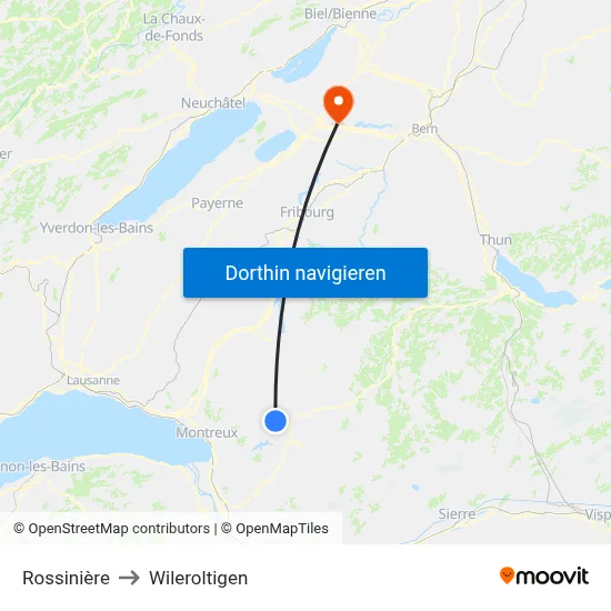 Rossinière to Wileroltigen map