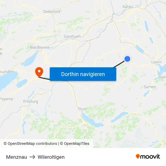 Menznau to Wileroltigen map