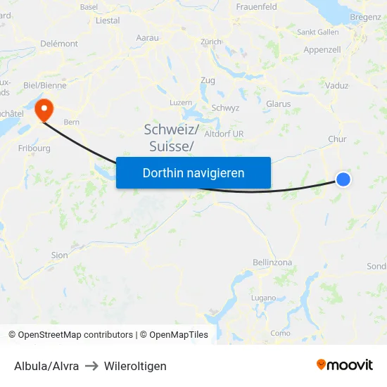Albula/Alvra to Wileroltigen map