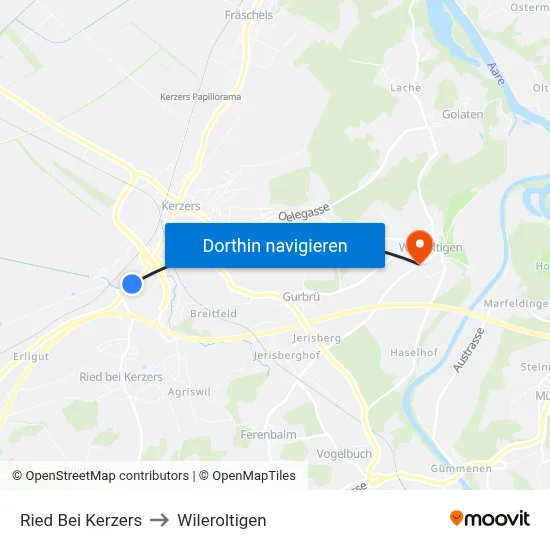 Ried Bei Kerzers to Wileroltigen map