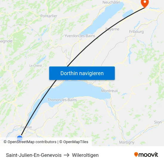 Saint-Julien-En-Genevois to Wileroltigen map