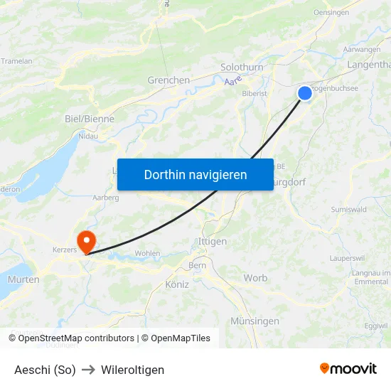 Aeschi (So) to Wileroltigen map