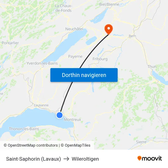 Saint-Saphorin (Lavaux) to Wileroltigen map