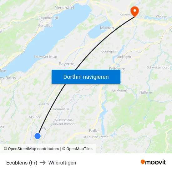 Ecublens (Fr) to Wileroltigen map