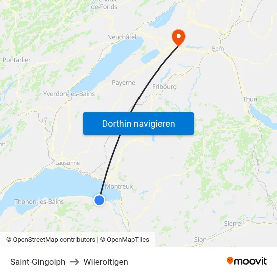 Saint-Gingolph to Wileroltigen map