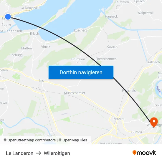 Le Landeron to Wileroltigen map