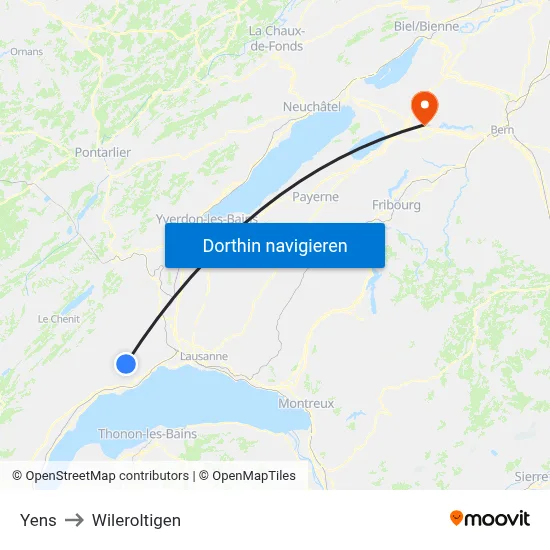 Yens to Wileroltigen map