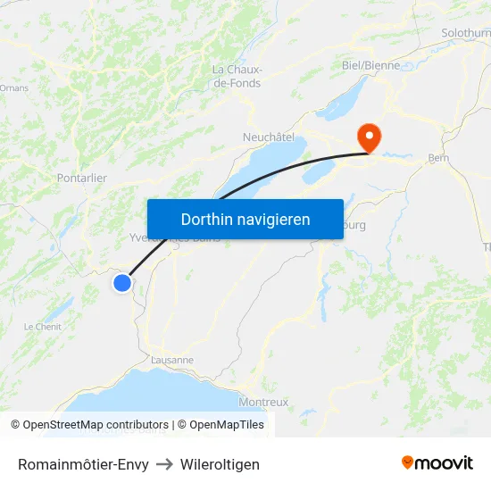 Romainmôtier-Envy to Wileroltigen map