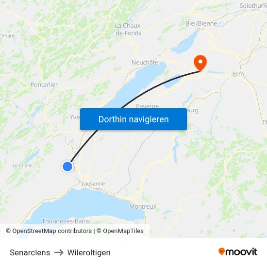 Senarclens to Wileroltigen map