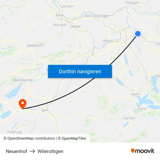 Neuenhof to Wileroltigen map