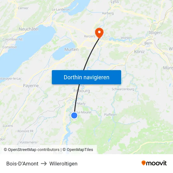 Bois-D’Amont to Wileroltigen map