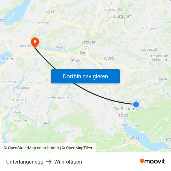 Unterlangenegg to Wileroltigen map