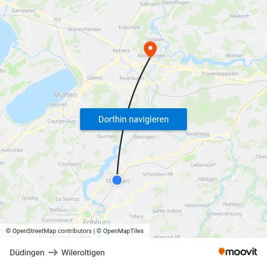 Düdingen to Wileroltigen map