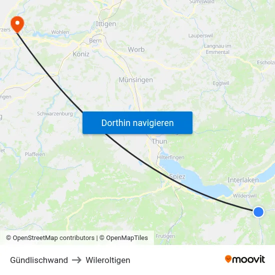 Gündlischwand to Wileroltigen map