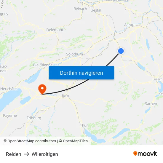 Reiden to Wileroltigen map