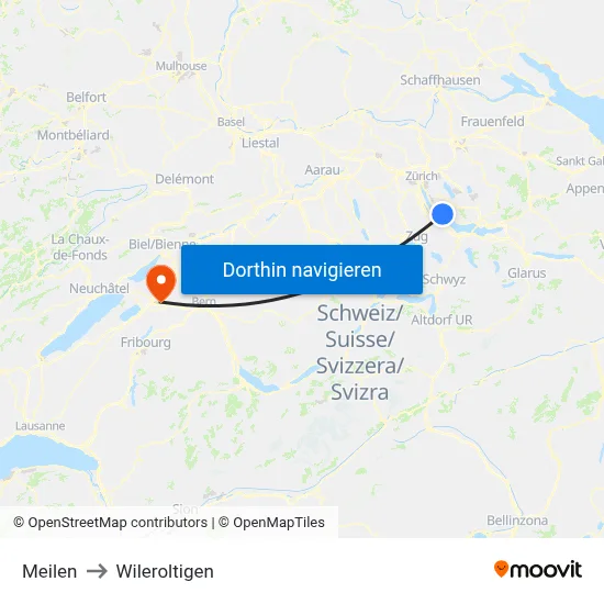 Meilen to Wileroltigen map