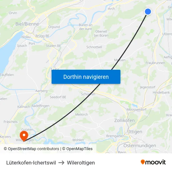 Lüterkofen-Ichertswil to Wileroltigen map