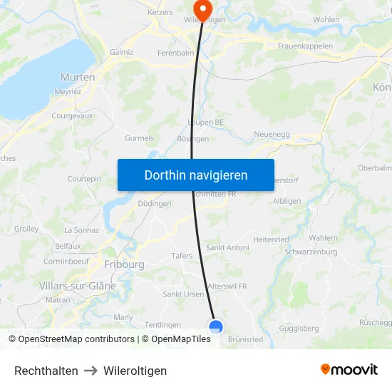 Rechthalten to Wileroltigen map