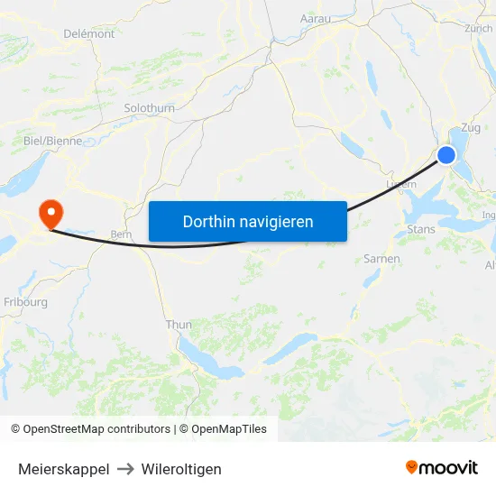 Meierskappel to Wileroltigen map