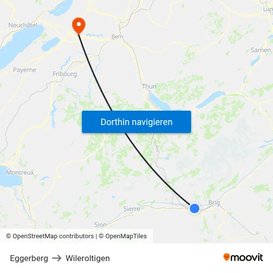 Eggerberg to Wileroltigen map