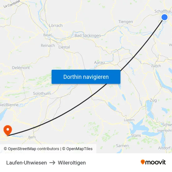 Laufen-Uhwiesen to Wileroltigen map