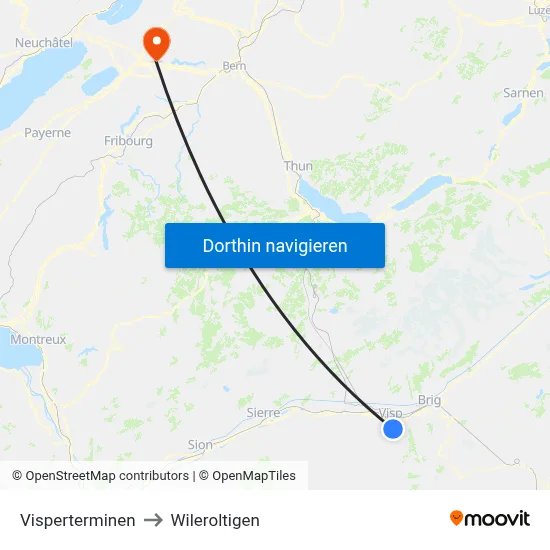 Visperterminen to Wileroltigen map