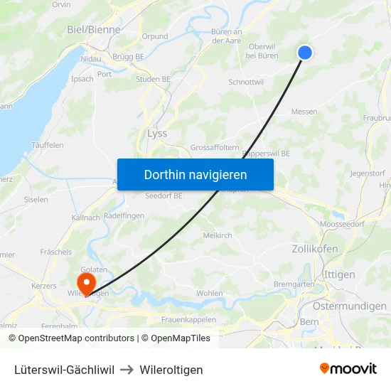 Lüterswil-Gächliwil to Wileroltigen map