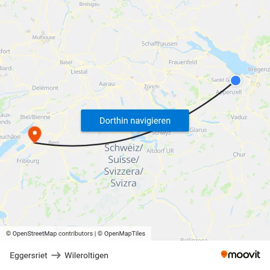 Eggersriet to Wileroltigen map