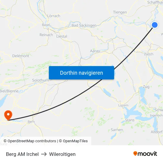 Berg AM Irchel to Wileroltigen map