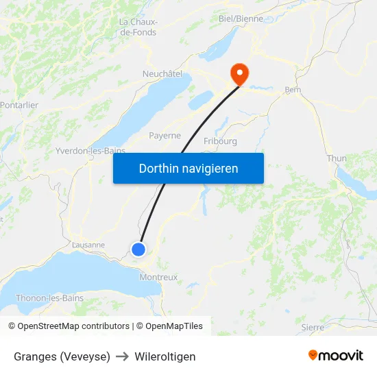 Granges (Veveyse) to Wileroltigen map