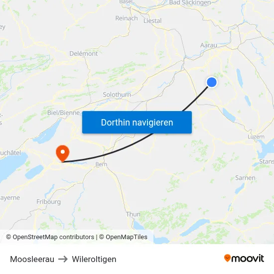 Moosleerau to Wileroltigen map