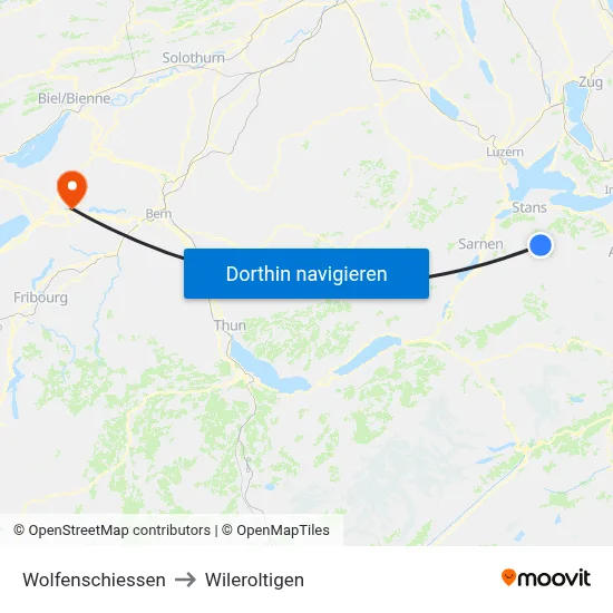 Wolfenschiessen to Wileroltigen map