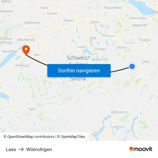 Laax to Wileroltigen map
