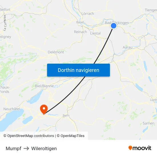 Mumpf to Wileroltigen map