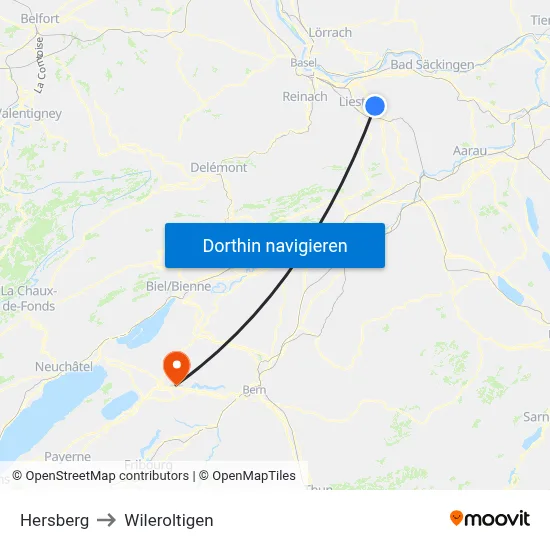 Hersberg to Wileroltigen map