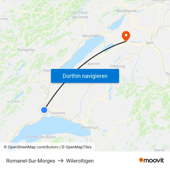 Romanel-Sur-Morges to Wileroltigen map