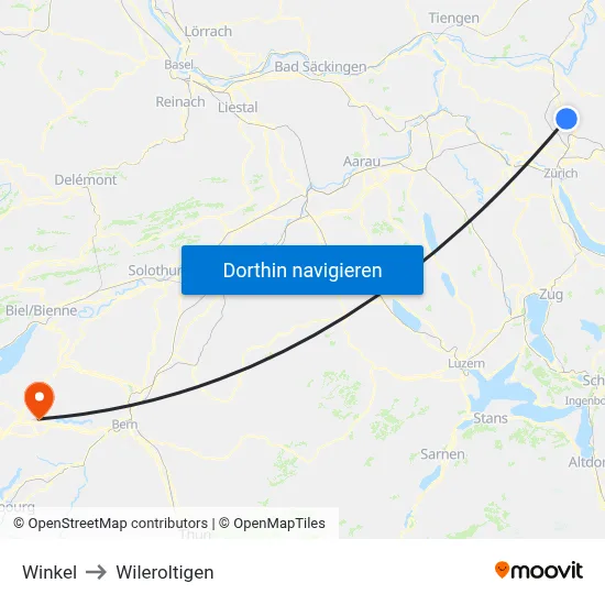 Winkel to Wileroltigen map
