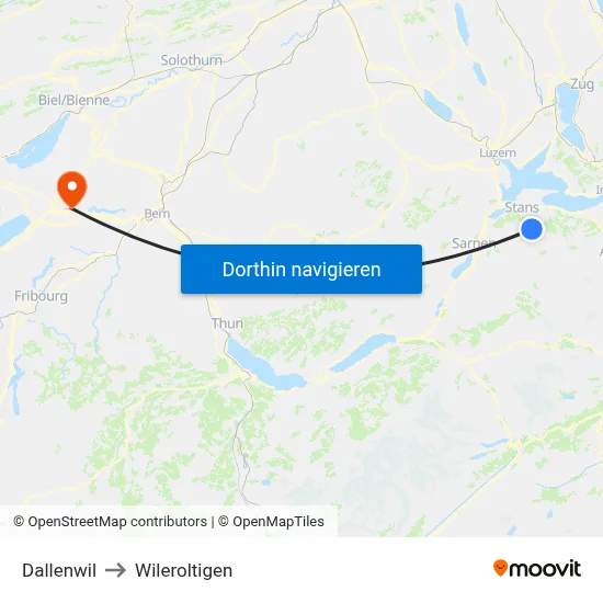 Dallenwil to Wileroltigen map
