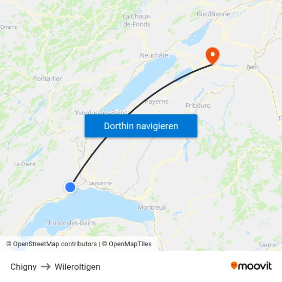Chigny to Wileroltigen map