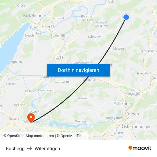 Buchegg to Wileroltigen map
